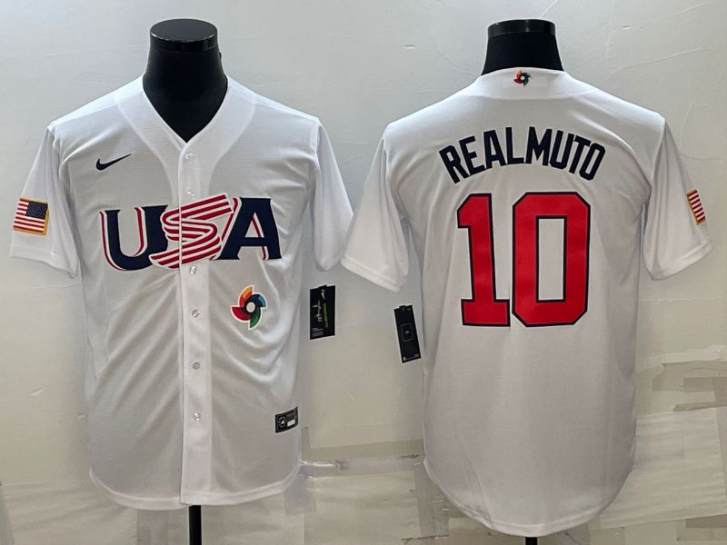 Men 2023 World Cub USA #10 Realmuto White Nike MLB Jersey11->more jerseys->MLB Jersey